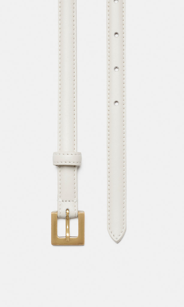 Veneto Leather Belt 15mm Off White