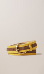 Two tone Suede Belt 30mm Soleil + Chocolate