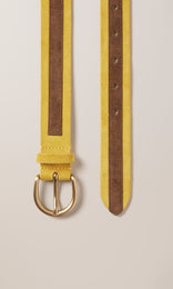 Two tone Suede Belt 30mm Soleil + Chocolate