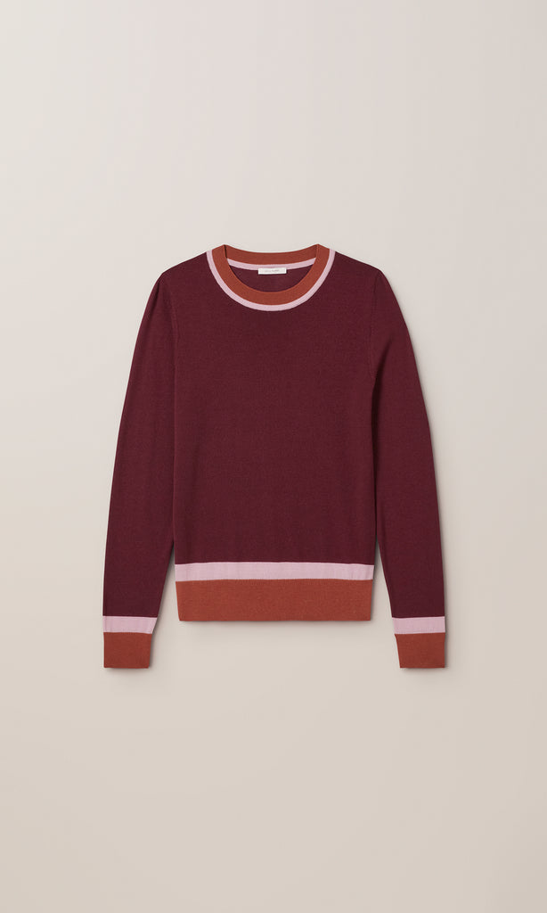 Exeter LS Merino Crew Bordeaux