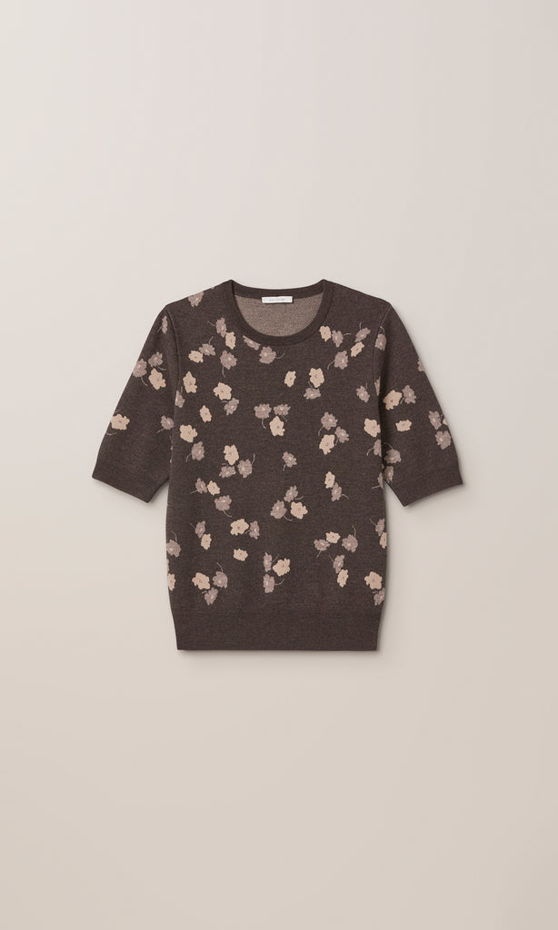 Fisher Floral Jacquard Crew Chocolate