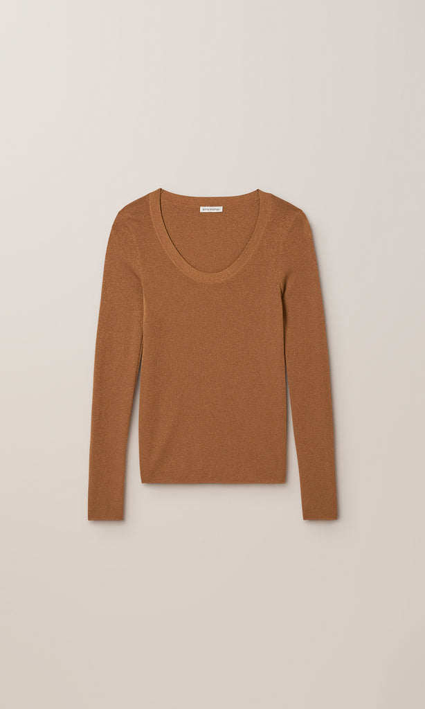 Adelphi Lurex LS Crew Camel