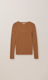 Adelphi Lurex LS Crew Camel
