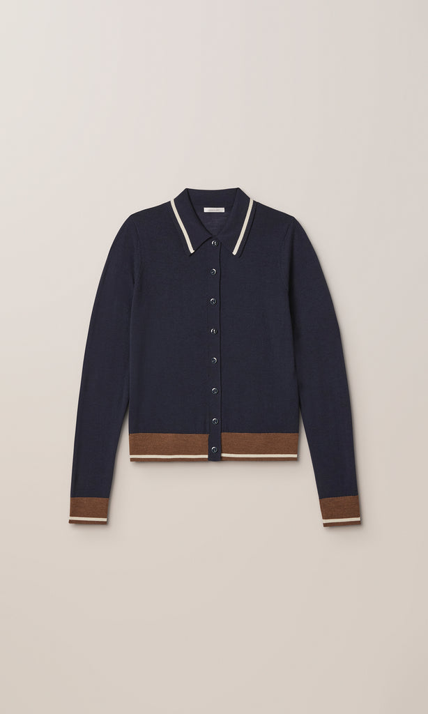 Exeter Collared Cardigan Navy