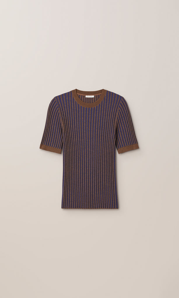 Exeter SS Ribbed Merino Crew Cobalt