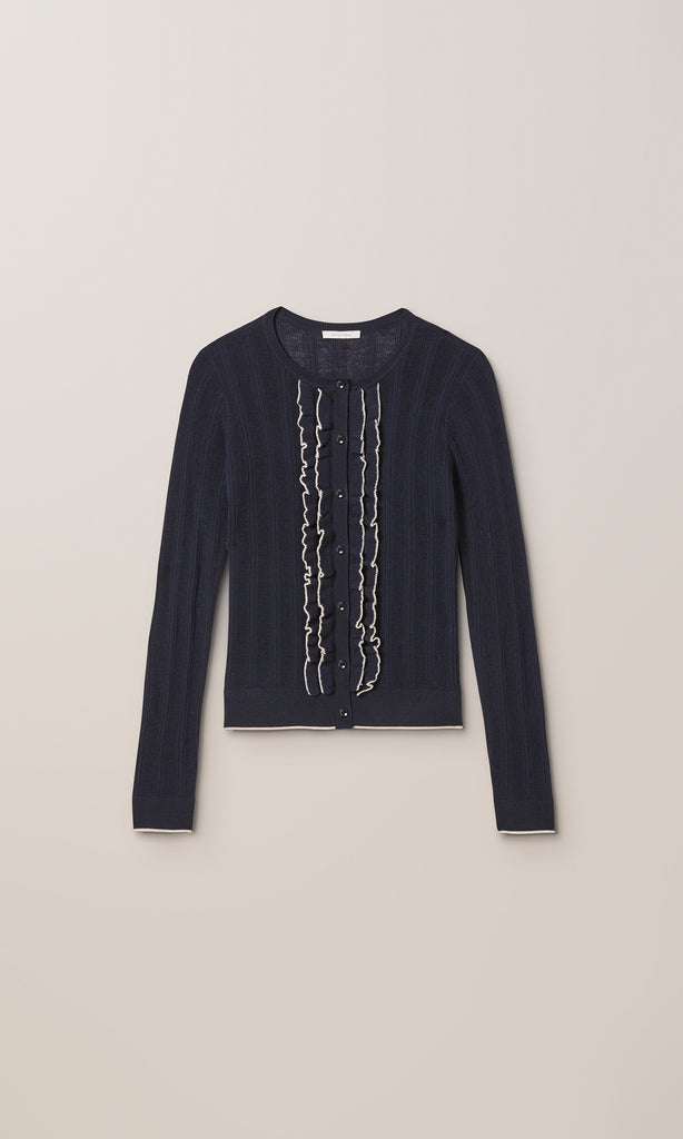 Exeter LS Ruffle Top Navy