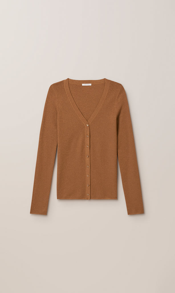 Adelphi Lurex Cardigan Camel