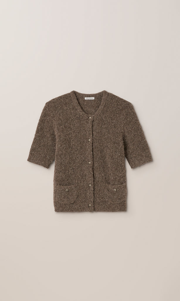 Orla Alpaca Crew Cardigan Chocolate