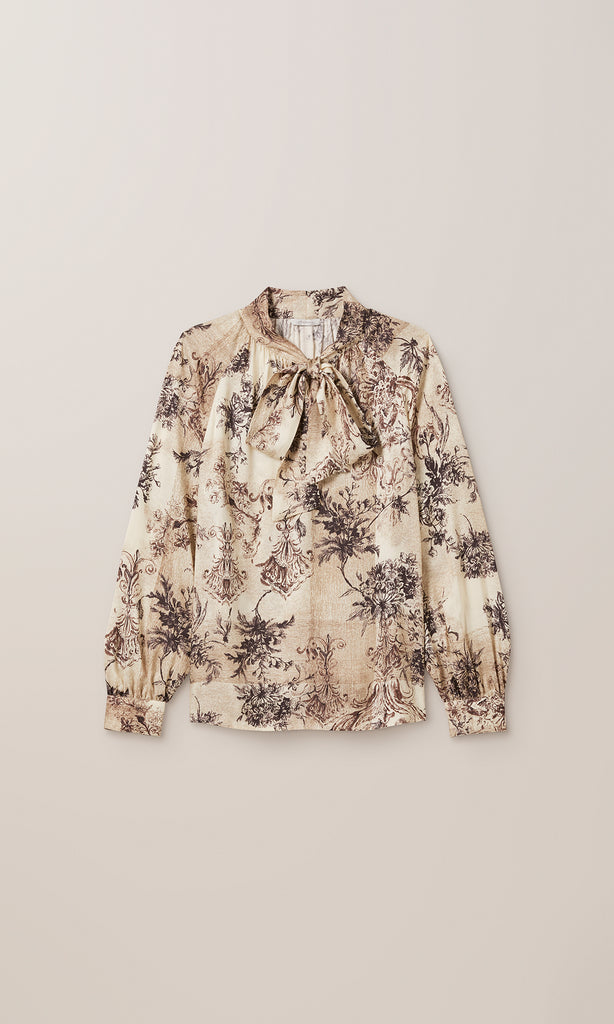 Maisie Tie Blouse Almond