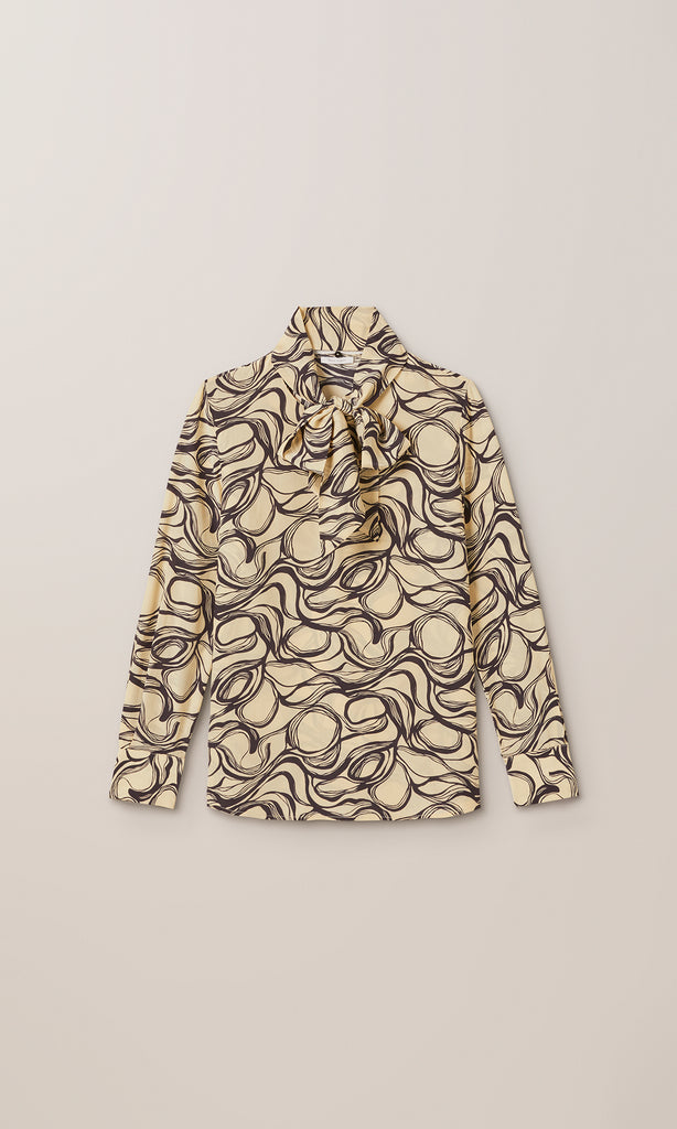 Scritta Tie Blouse Ivory
