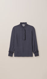 Freya Ruffle Shirt Navy