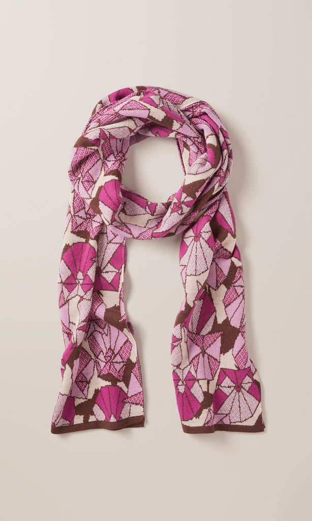 Cadre Jaquard Scarf  Fuchsia Owl