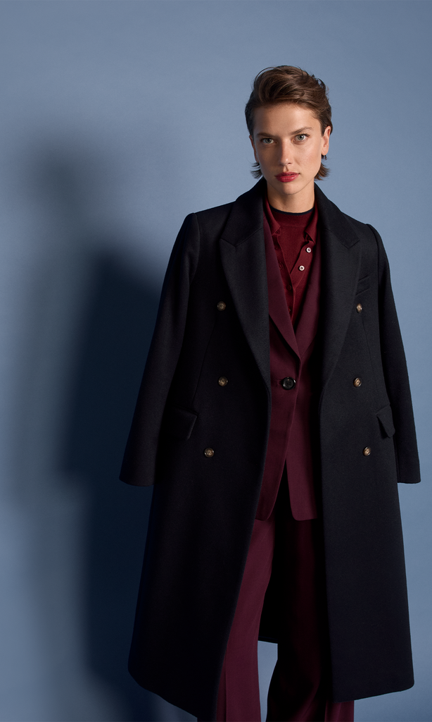 Strada Double Breasted Coat Navy