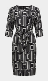 Carava Shift Dress Midi Dress women's work dresses Australia Satin dress silk dress Black and White Dress long sleeve dress black dress work dress