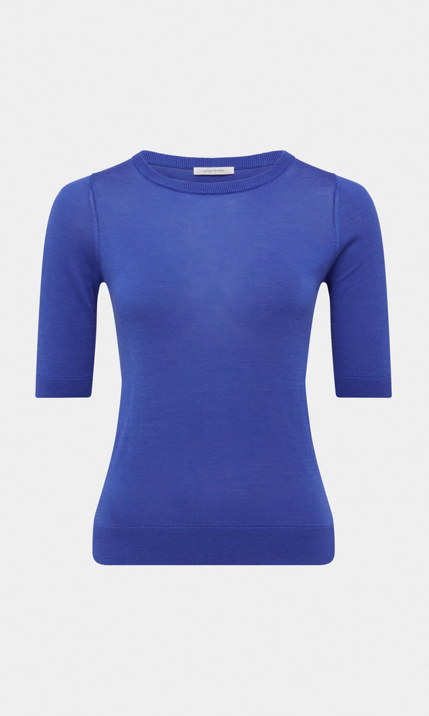 Hosie Crew Neck Jumper Knit Tops Blue Top Knit Top t shirt blue top work top womens workwear knit sweater knitted top