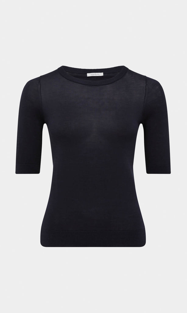 Hosie Crew Neck Jumper Knit Tops Navy Blue Top Knit Top t shirt navy top work top womens workwear knit sweater knitted top