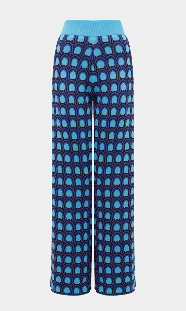 Denim & Co. Comfy Knit Wide Leg Pants XL Blue Smooth Waist A372283