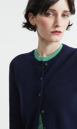 Oban Wool Cash Crew Cardi Navy