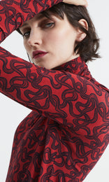 Jasmine Rollneck Red/Navy