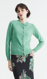 Oban Wool Cash Crew Cardi Malachite