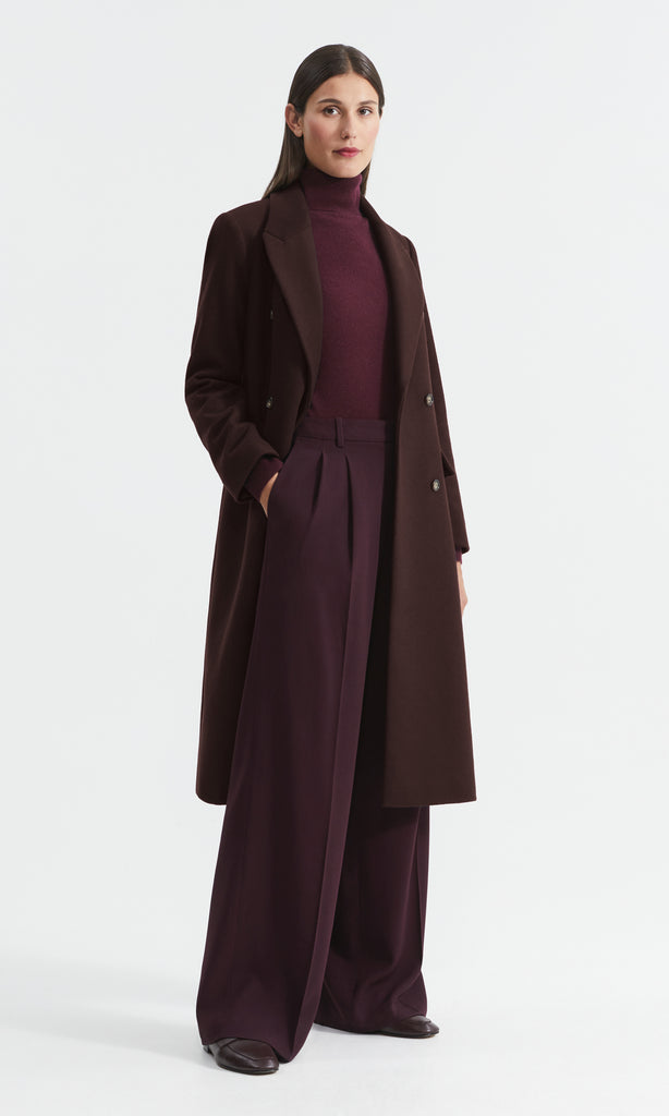 Strada Double Breasted Coat Bordeaux