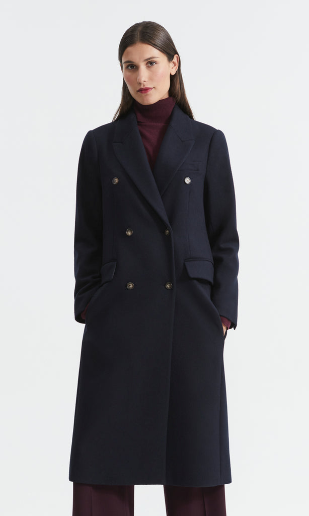 Strada Double Breasted Coat Navy