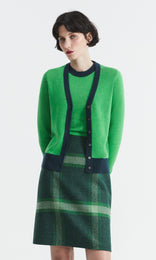 Oban Wool Cash Vee Cardi Viridescen