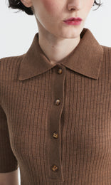 Nairn Fine Merino SS Rib Polo Mocha