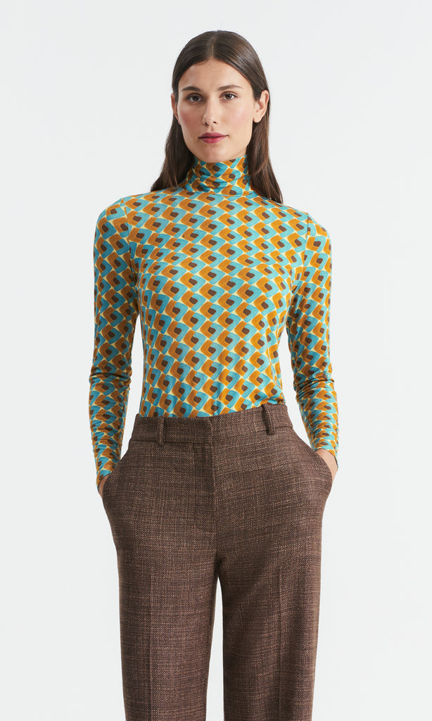 Sigrid Rollneck Turquoise/Caramel