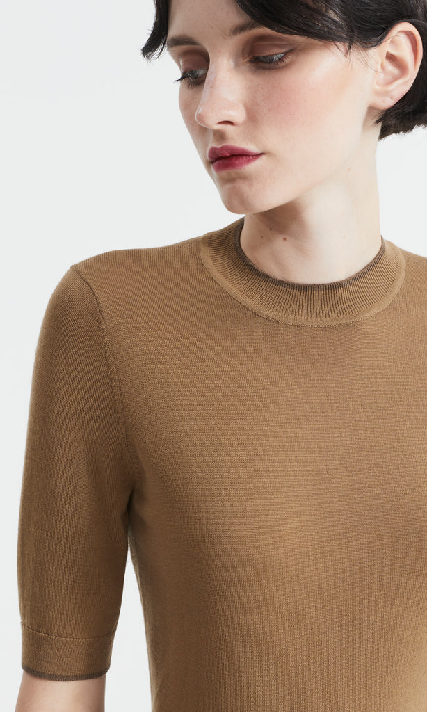 Nairn Fine Merino SS Crew Camel/Mocha