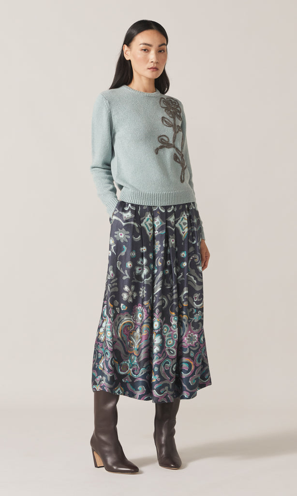 Arabella Floral Applique Knit Seashore