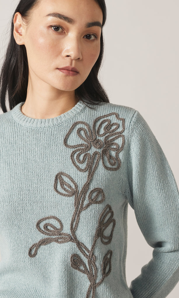 Arabella Floral Applique Knit Seashore