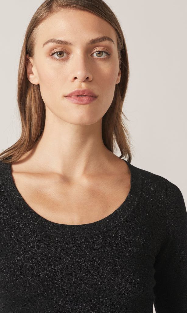 Adelphi Lurex LS Crew Black