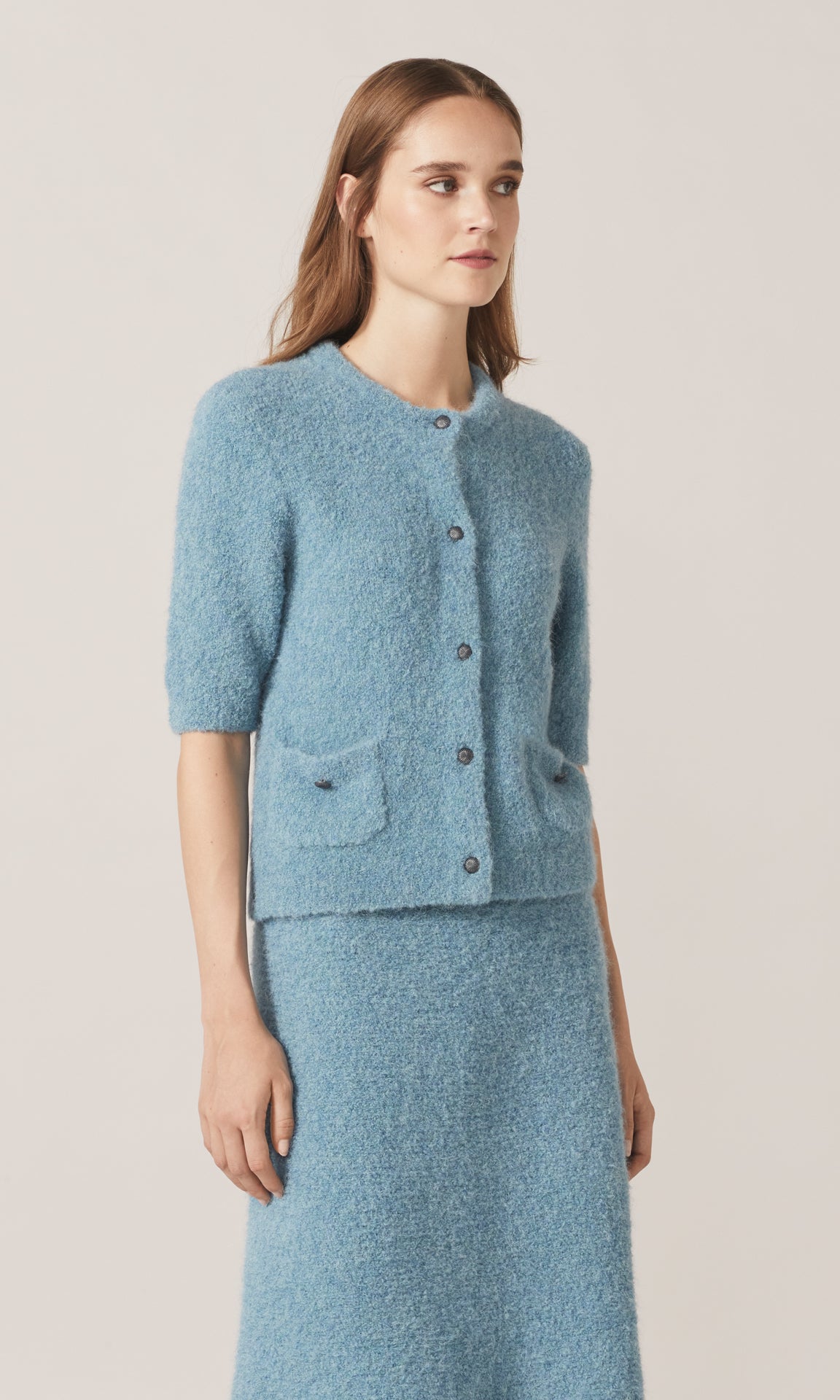 Orla Alpaca Crew Cardigan Teal