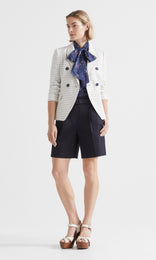 Vela SS Bow front Blouse  Navy