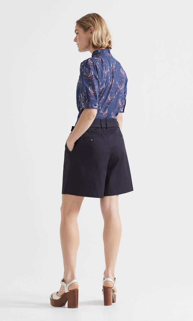 Vela SS Bow front Blouse  Navy