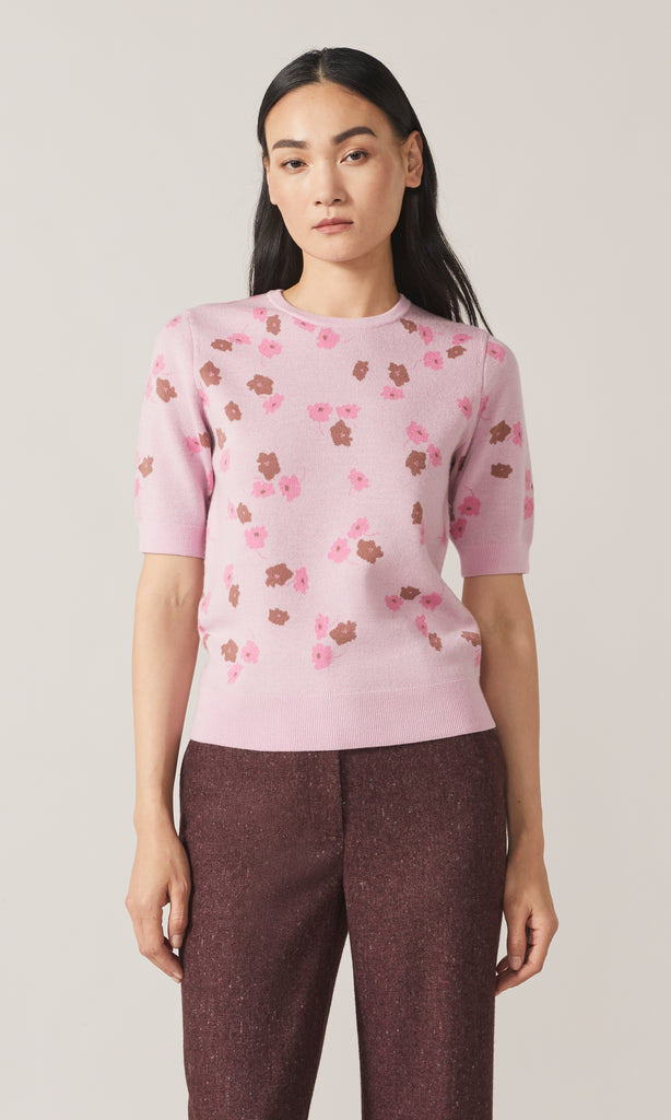 Fisher Floral Jacquard Crew Pink