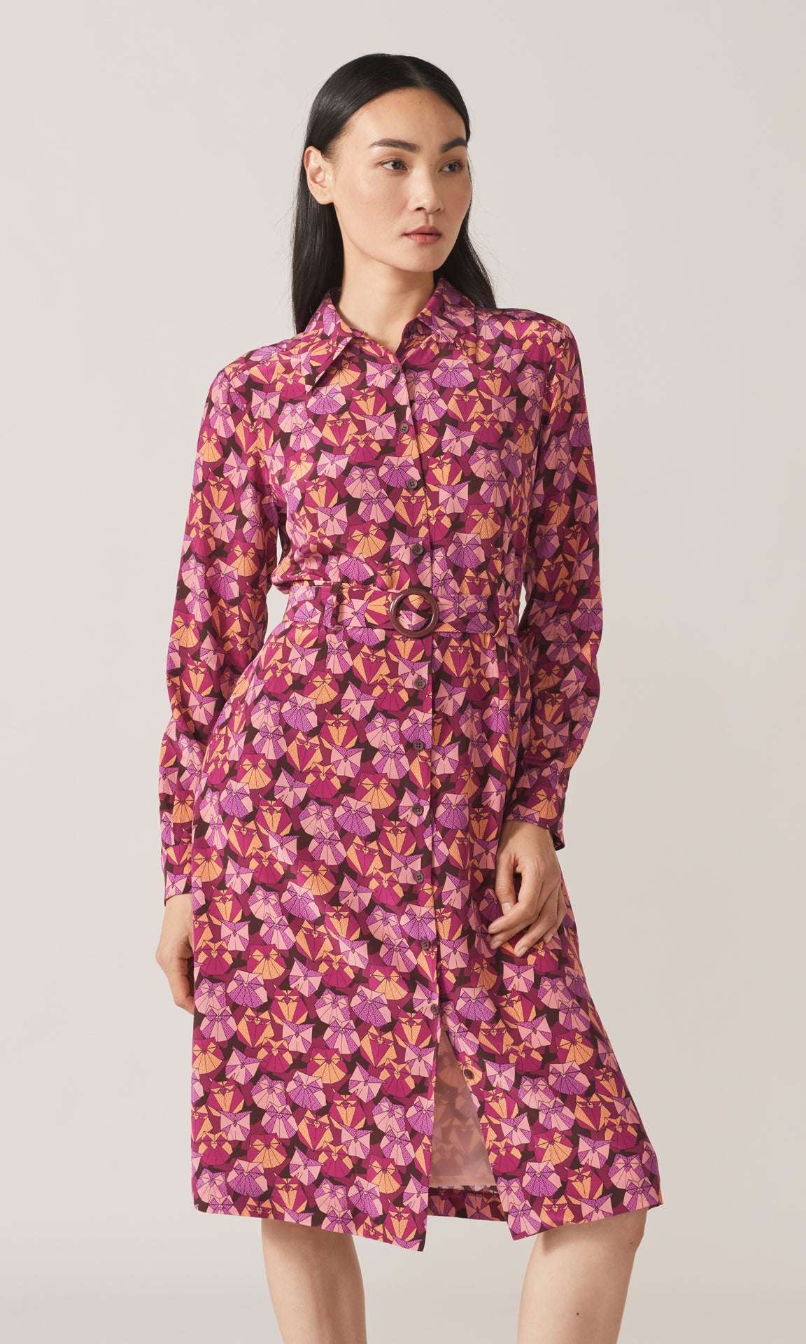 Cadre Shirt Dress Magenta