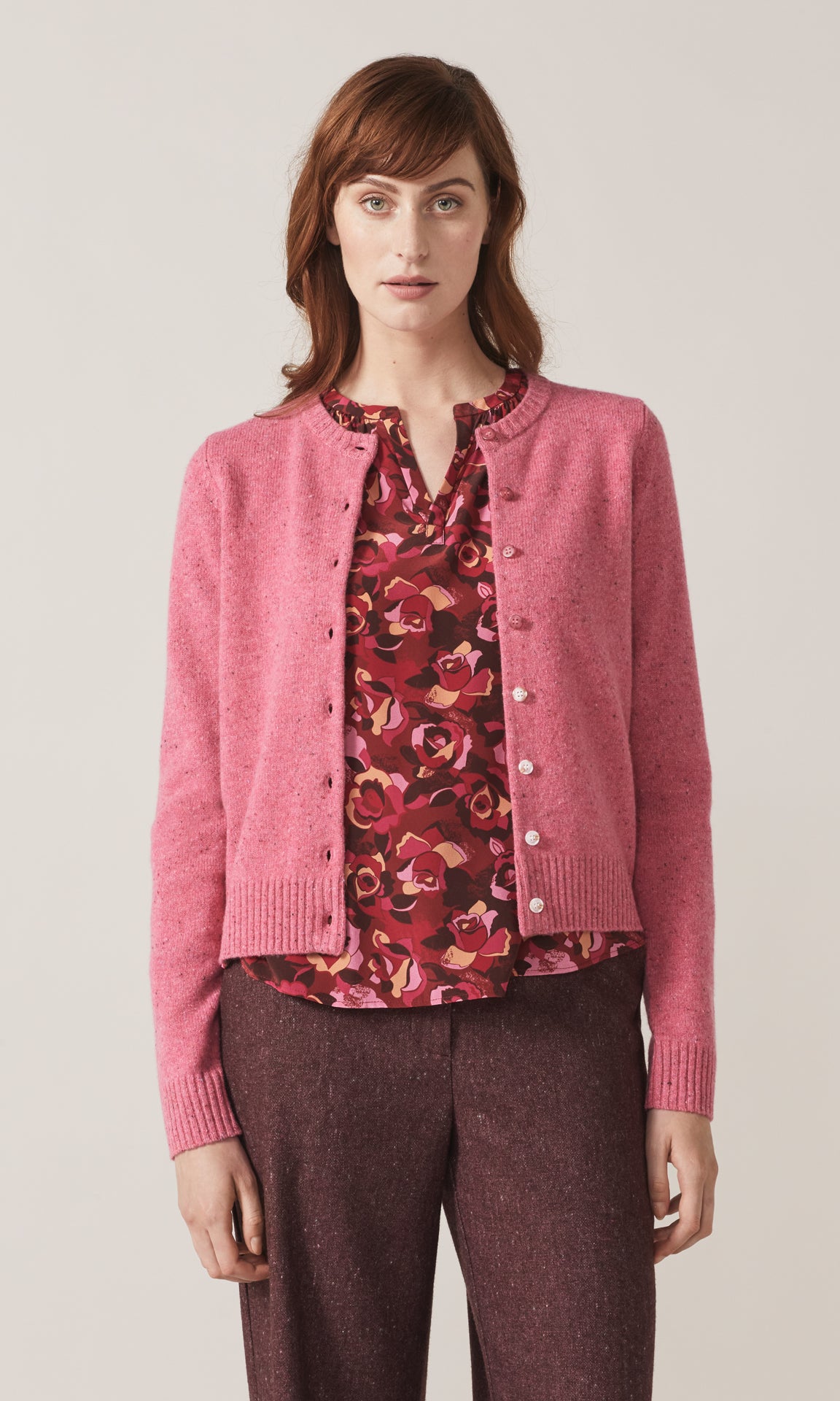 Balloch Crew Cardigan Fuchsia