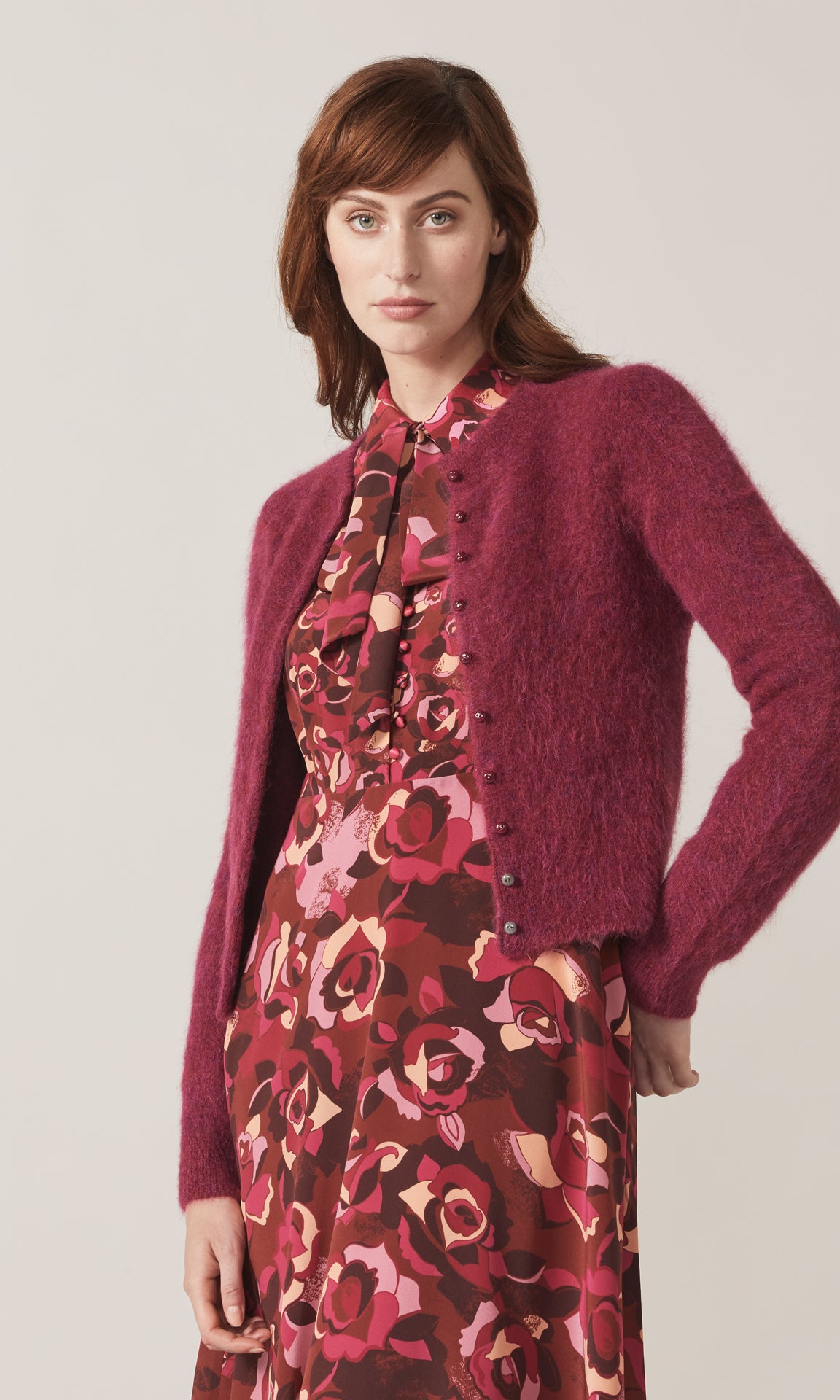 Isla Alpaca Cardigan Berry
