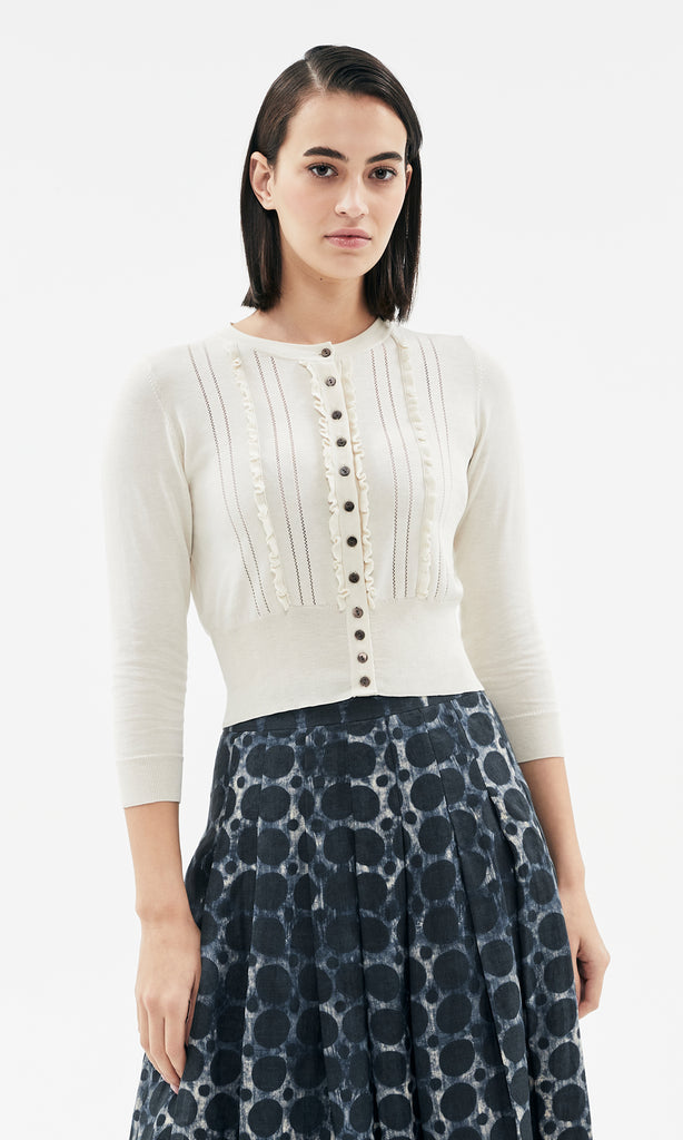 Selene Ruffle Cardigan Ivory