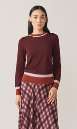 Exeter LS Merino Crew Bordeaux