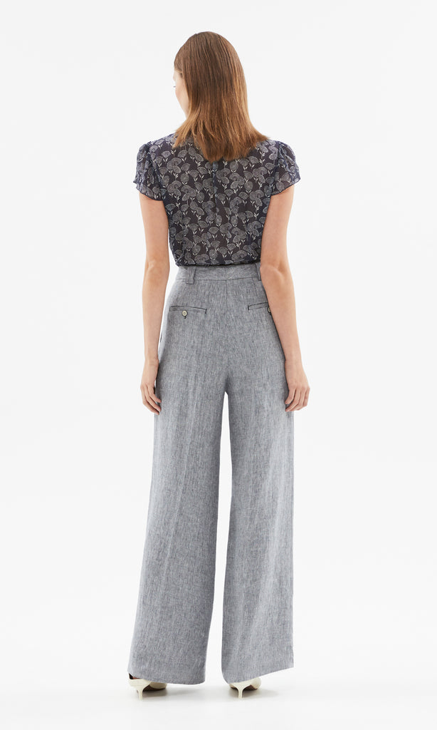 Chatelet Pleat Front Pant Ink/White