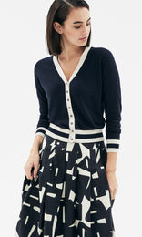 Harpe Contrast V Cardigan Navy/Ivory