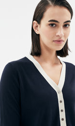 Harpe Contrast V Cardigan Navy/Ivory