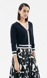 Harpe Contrast V Cardigan Navy/Ivory