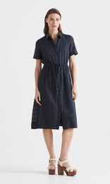 Cefalu Button Front Dress Navy