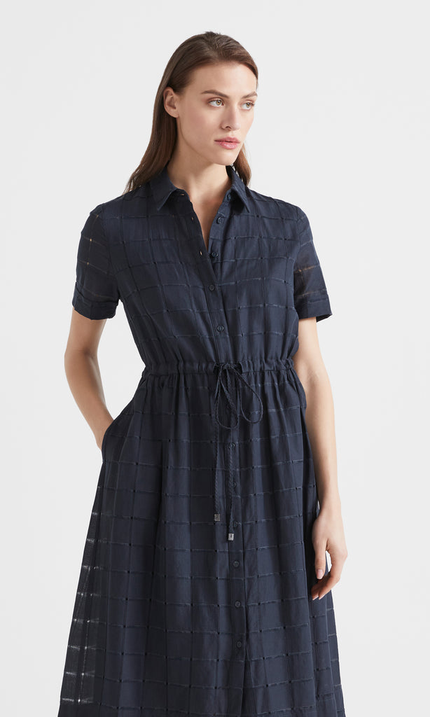 Cefalu Button Front Dress Navy