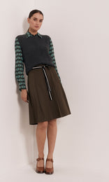 Watts Pleated Skirt Dark Khaki