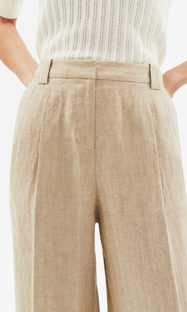 Carnaby Pleat Trousers Flax